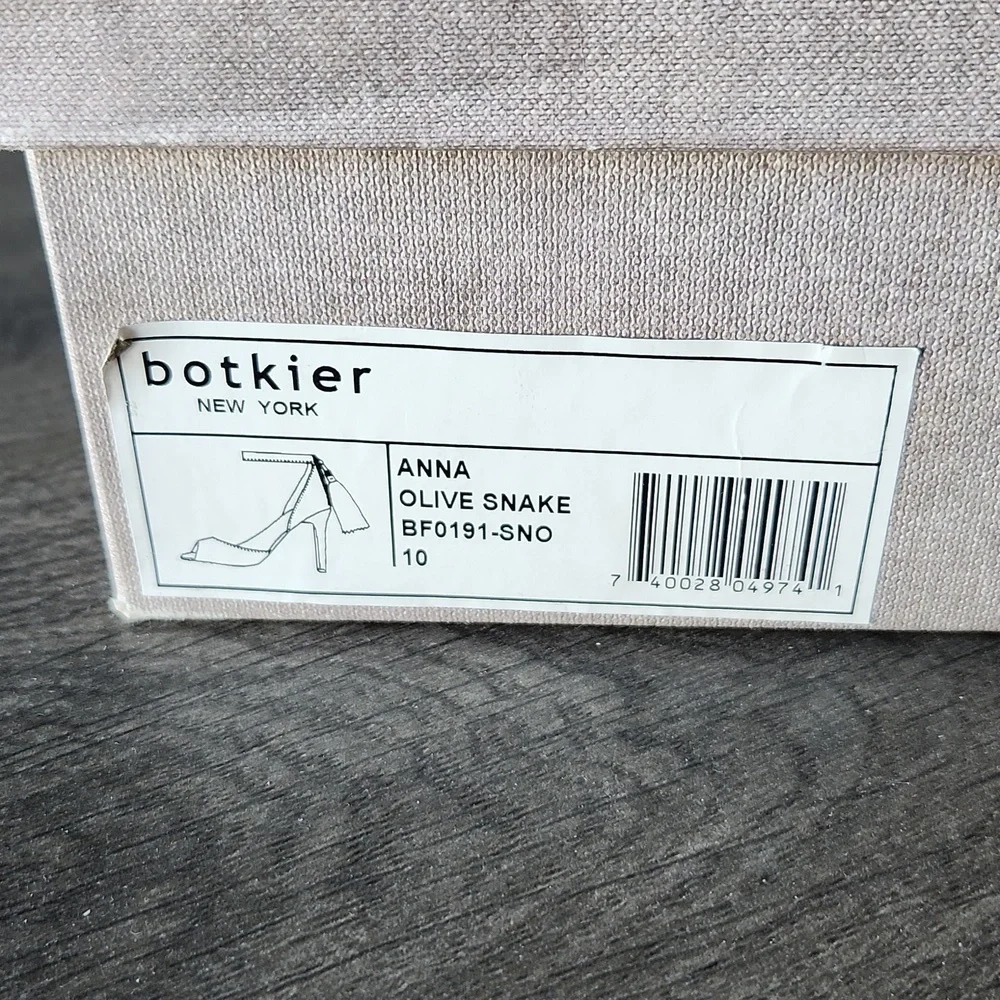 NWT BOTKIER | Anna Suede Tasseled Stiletto Heels - Olive Snake - Picture 6 of 7